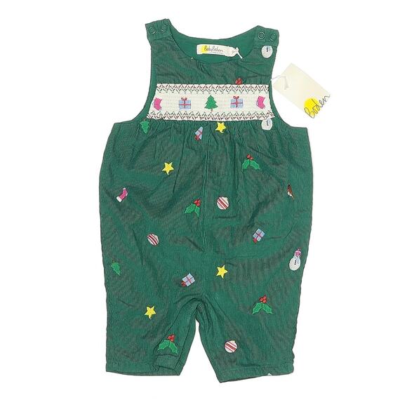 Baby Boden Other - Baby Boden Christmas Corduroy Smocked Overalls Size 0-3mo